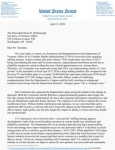 Read more about the article Letter from Senate to VA secretary.