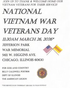 Read more about the article National Vietnam War Veterans Day  – March 26, 2026