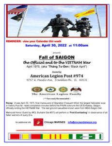 Read more about the article The Fall of SAIGON event April 30